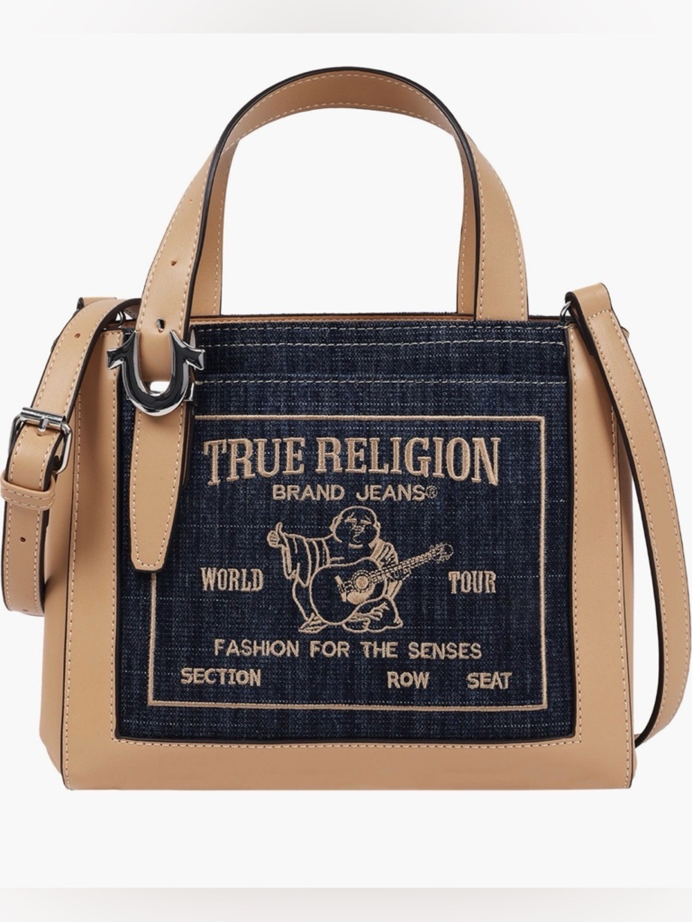 NWT True Religion Arvin Budddha Crossbody Dark Denim Tote